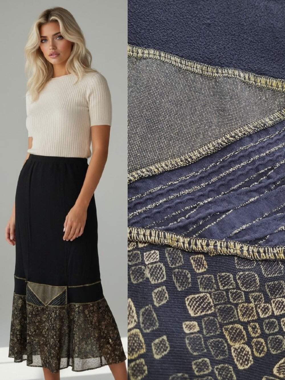 Vtg 90s black & gold skirt - TommynLouLou brand